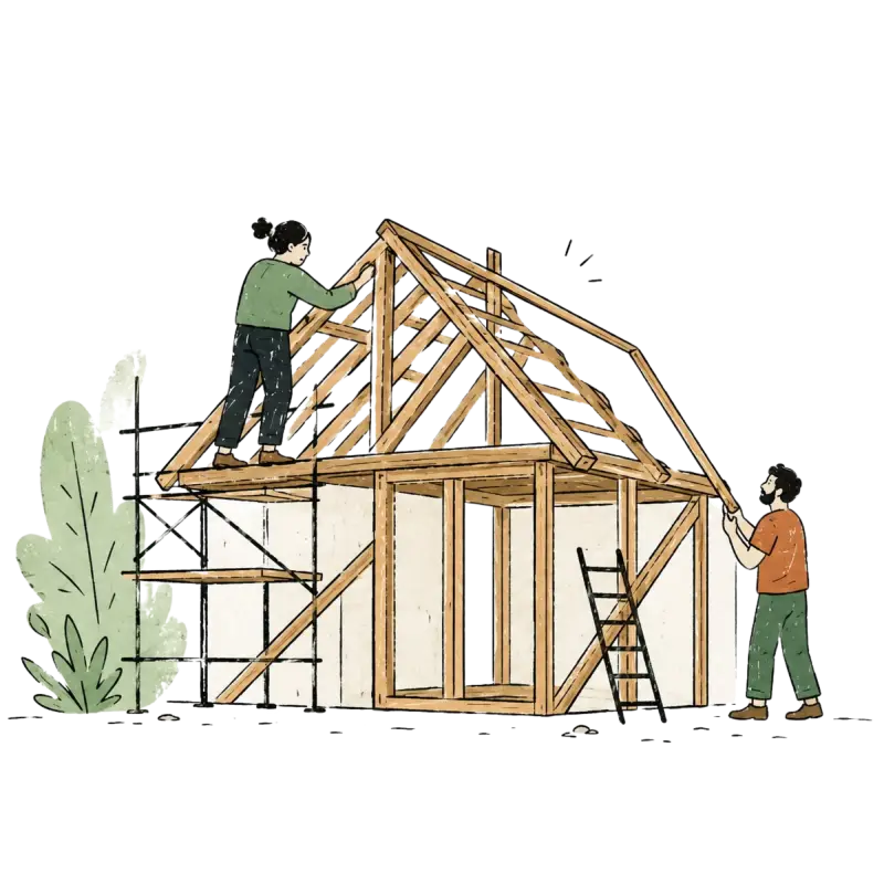 illustration autoconstruction couple
